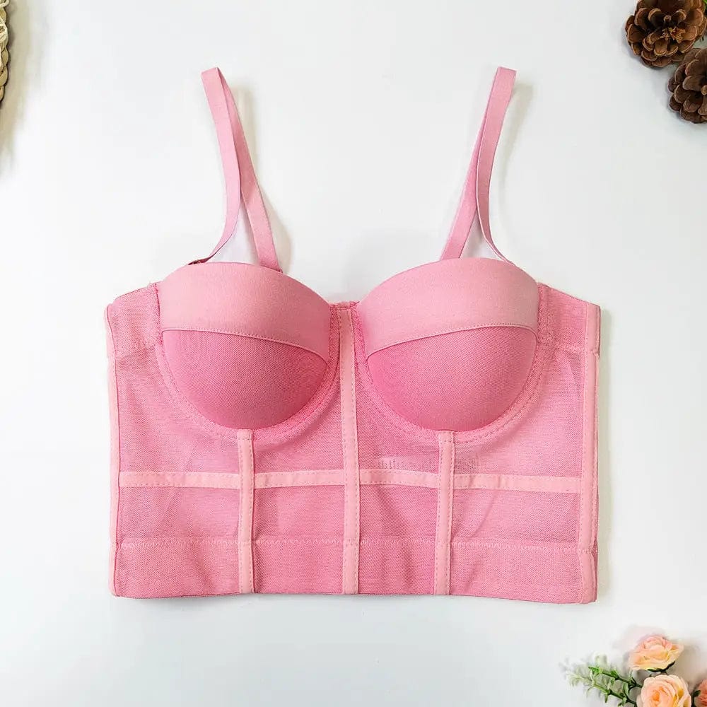 Cheky Pink / 34B 75 Women's Fashion Sports Stretch Mesh Breathable Underwear Bra