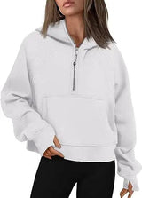 Cheky White / S Zipper Hoodies Sweatshirts With Pocket Loose Sport Tops Long Sleeve Pullover Sweaters Winter Fall Outfits Women Clothing