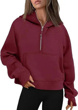 Cheky Wine Red / S Zipper Hoodies Sweatshirts With Pocket Loose Sport Tops Long Sleeve Pullover Sweaters Winter Fall Outfits Women Clothing