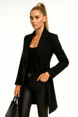 Women’s camel long wool coat – elegant tailored fall jacket for chic style