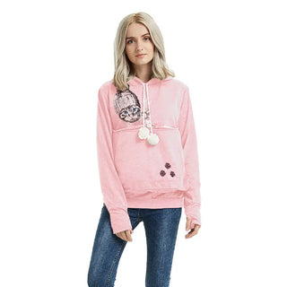 Cute Cat Hoodie Weatshirt With Big Pocket For Pets Hooded