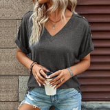 European And American Top Solid Color Button Fashion Short Sleeve T-shirt