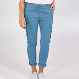 Lovemi -  Casual Cargo Pants With Pockets Solid Color Drawstring Waist Pencil Trousers For Women