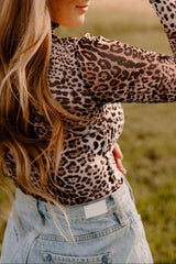 Turtleneck Leopard Long Sleeve Bodysuit-4