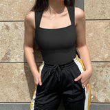 Lovemi -  Thread Square Neck Jumpsuit Sleeveless Slim Fit Tank Top Summer Shapewear