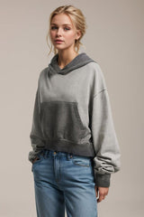 Basic Bae Kangaroo Pocket Long Sleeve Cropped Hoodie-Gray-4