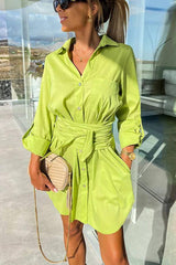 Lovemi -  Multi-Color Rolled Sleeves Shirt Dress Women