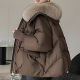Chic Short Fur Collar Puffer