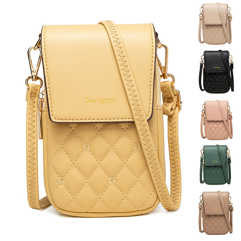 Lovemi -  Plaid Sewing Design Mobile Phone Bags For Women Simple Buckle Multifunctional Crossbody Shoulder Bag