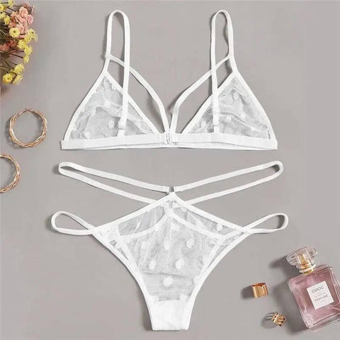 European And American Erotic Lingerie Sexy See-Through-White-2
