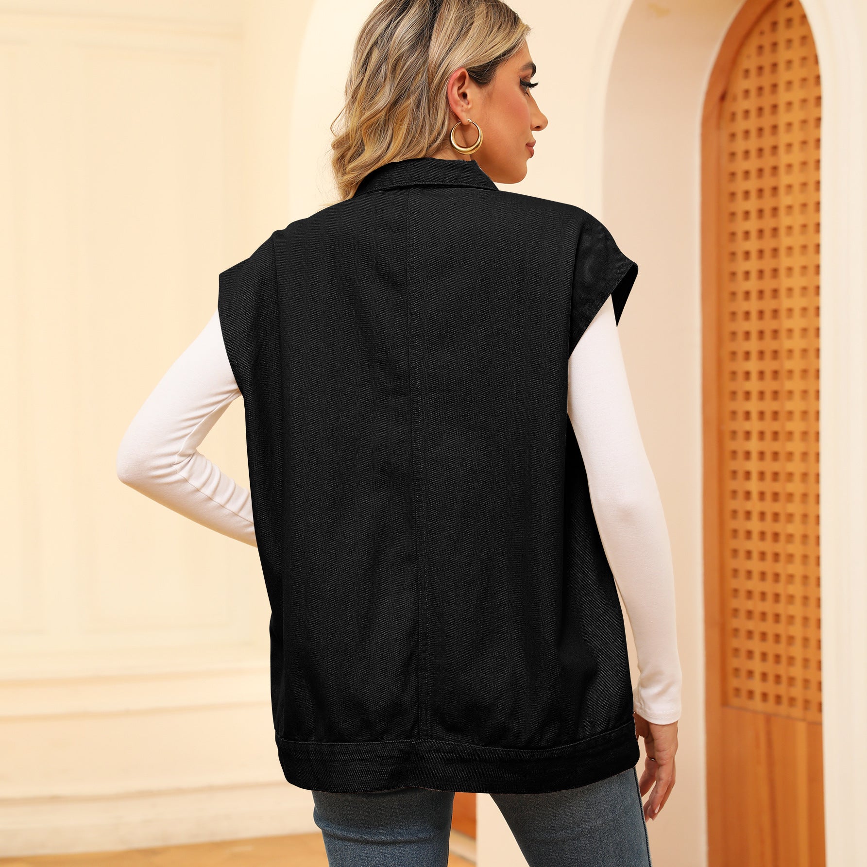 Lovemi -  Denim Vest With Big Pockets Fashion Sleeveless Outwear Vest For Womens Clothing