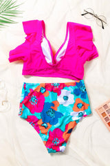 Cropped Swim Top and Floral Bottoms Set-4