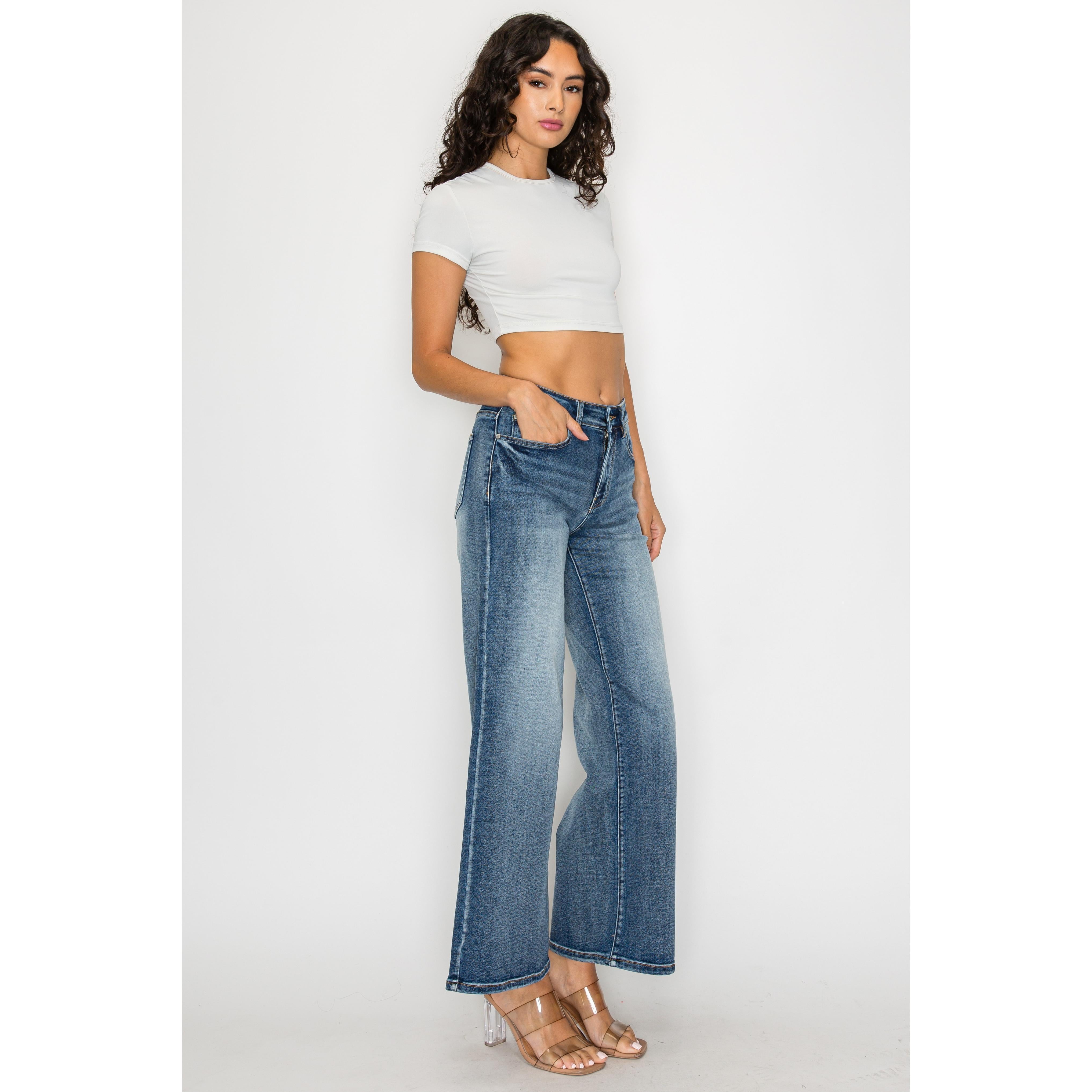 Dark Blue Flare Pants for Curves