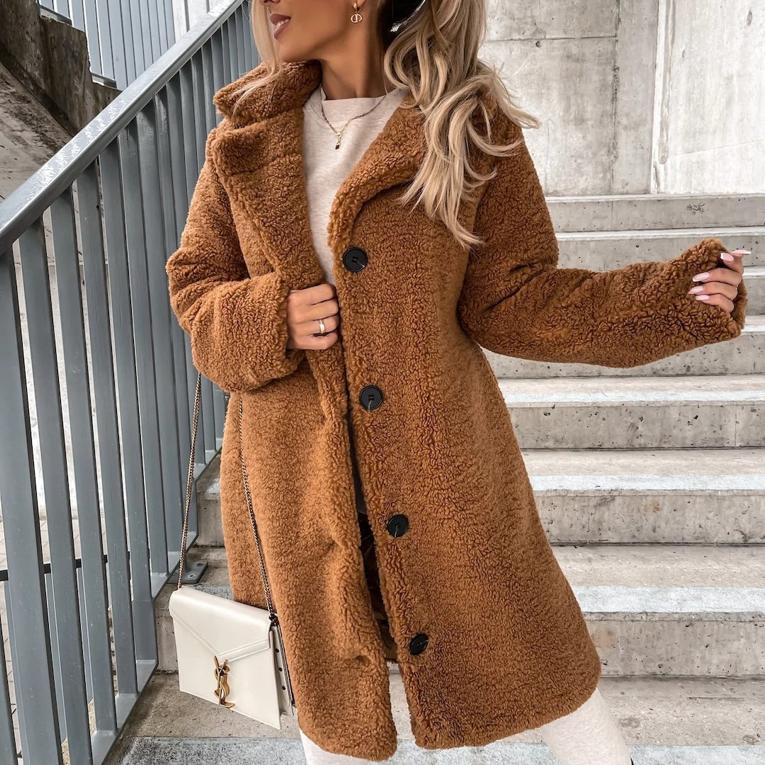 Cozy Chic Lamb Wool Lapel Coat