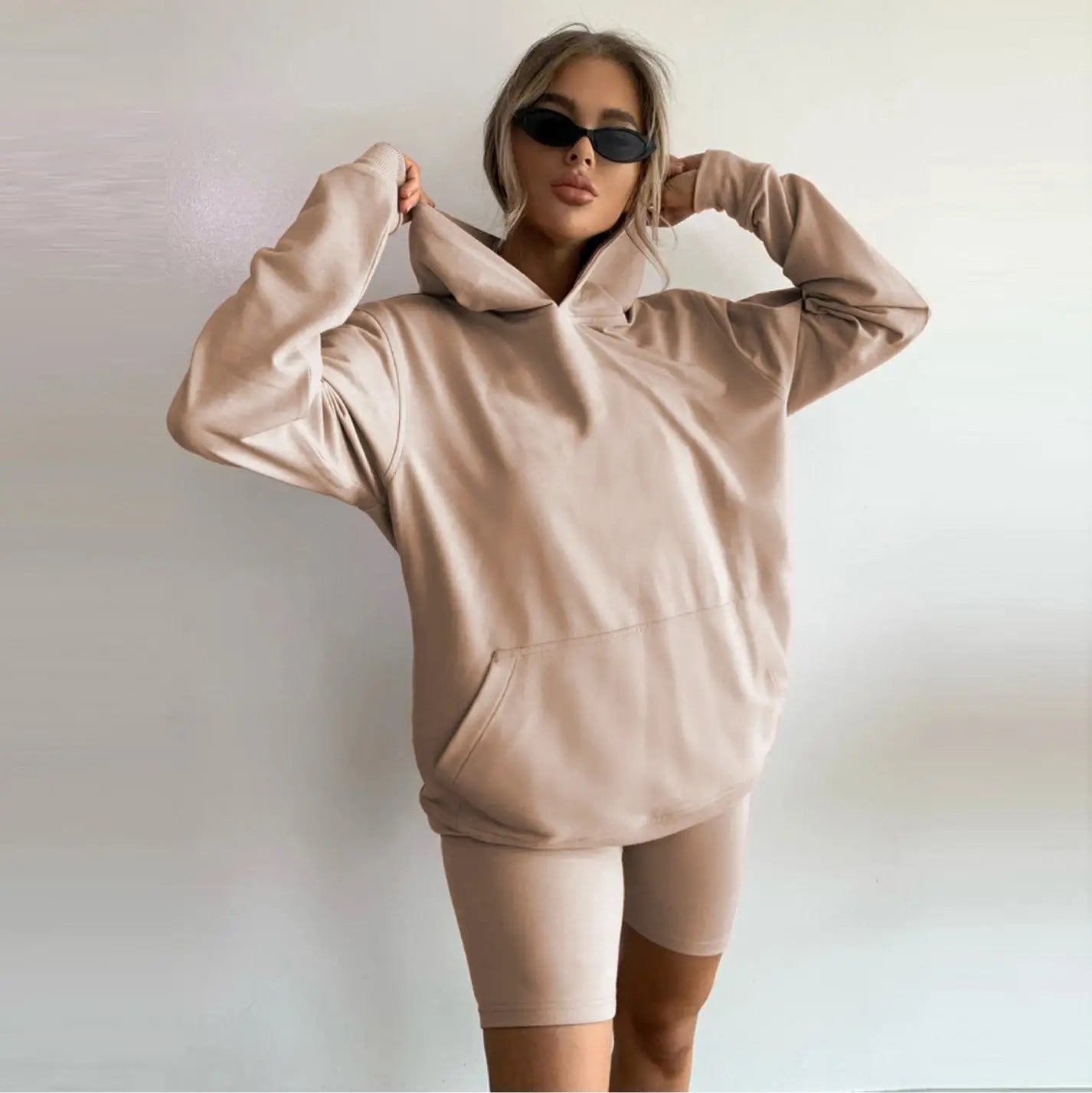 Fashion Casual Home Solid Color Loose Sweater Shorts Sports