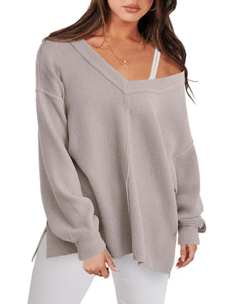 Fashion Lightweight V-neck Sweaters Women Casual Long Sleeve