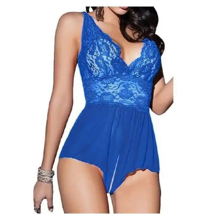 Lace sexy lingerie-Blue-1