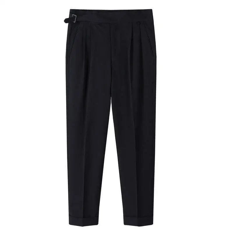 LOVEMI 0 Black / 28 Lovemi -  Men's Solid Color Light Cooked Wind Pleated Trousers