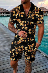 LOVEMI  0 Black / S Lovemi -  Men's Fashion Print Lapel Zipper Two-Piece Suit