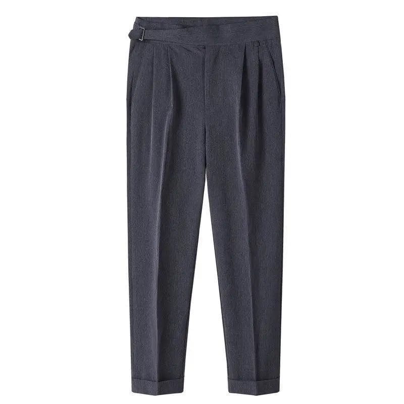 LOVEMI 0 Grey / 28 Lovemi -  Men's Solid Color Light Cooked Wind Pleated Trousers