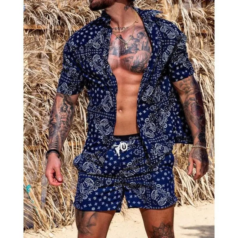 LOVEMI  0 Picture color / S Lovemi -  Men's Hawaiian Beach Casual Fashion Shirt Two-Piece Set