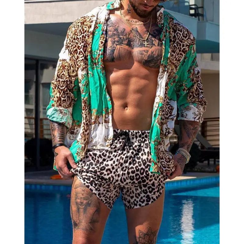 LOVEMI  0 Picture Color / S Lovemi -  Men's Hawaiian Beach Casual Fashion Two-Piece Suit