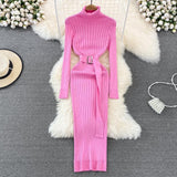 LOVEMI  0 Pink / One size Elastic Tight-fitting Knitted Buttock Dress