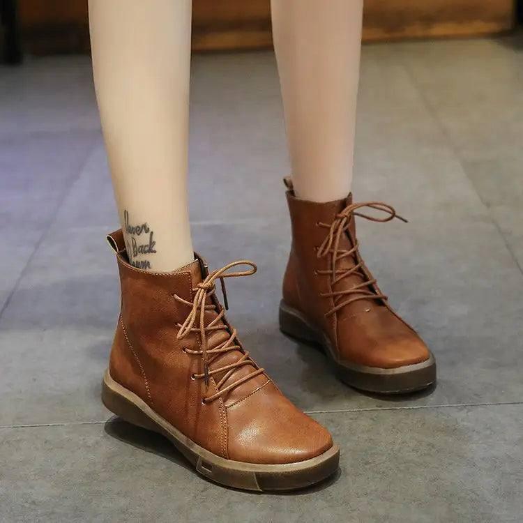 2021 autumn and winter new cashmere shoes Martin boots women-Brown-4