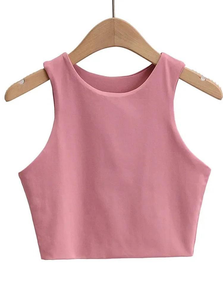 Summer Fashion Women Slim Tops O-neck Sleeveless-3