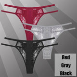 3Pcs/Set Lace Hollow Out Thongs Women Panties Low Waist-19