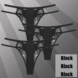 3Pcs/Set Lace Hollow Out Thongs Women Panties Low Waist-3