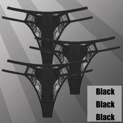 3Pcs/Set Sexy Lace Hollow Out Thongs Women Panties Low Waist-3