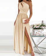 LOVEMI  4 Women's One Shoulder High Split Cutout Sleeveless Elegant Sexy Cocktail Maxi Dress
