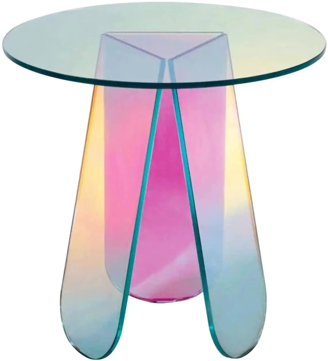 LOVEMI - Acrylic Rainbow Color Coffee Table, Iridescent Glass End