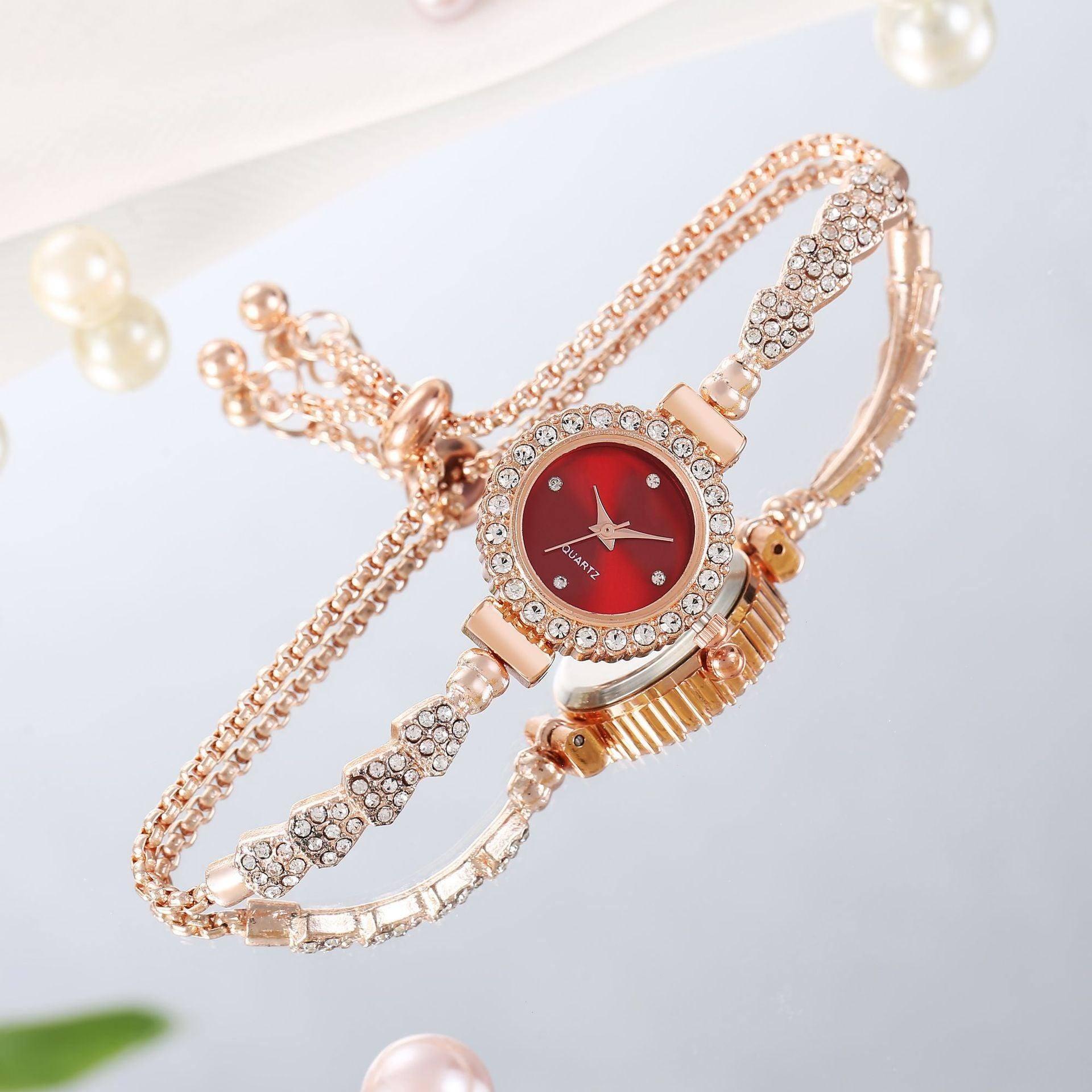 Adjustable Bracelet Watch Women's Quartz Watch-Red-3