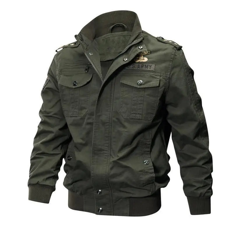 LOVEMI - Air Force pilot jacket with washed and embroidered work