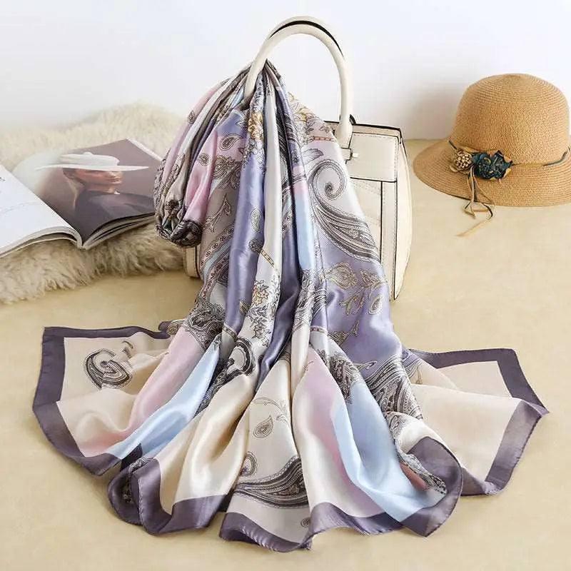 All-in-one Sunscreen Shawl Travel Silk Scarf Women's Beach-Color19-17