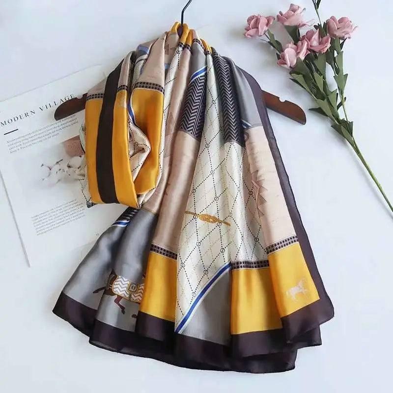 All-in-one Sunscreen Shawl Travel Silk Scarf Women's Beach-Color26-18