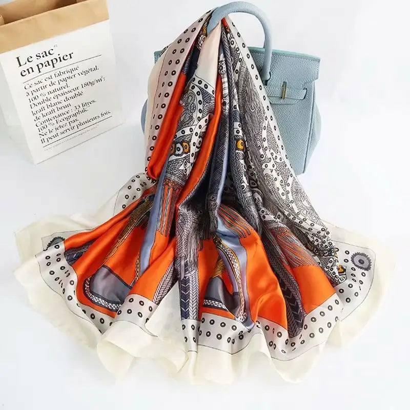 All-in-one Sunscreen Shawl Travel Silk Scarf Women's Beach-Color23-19