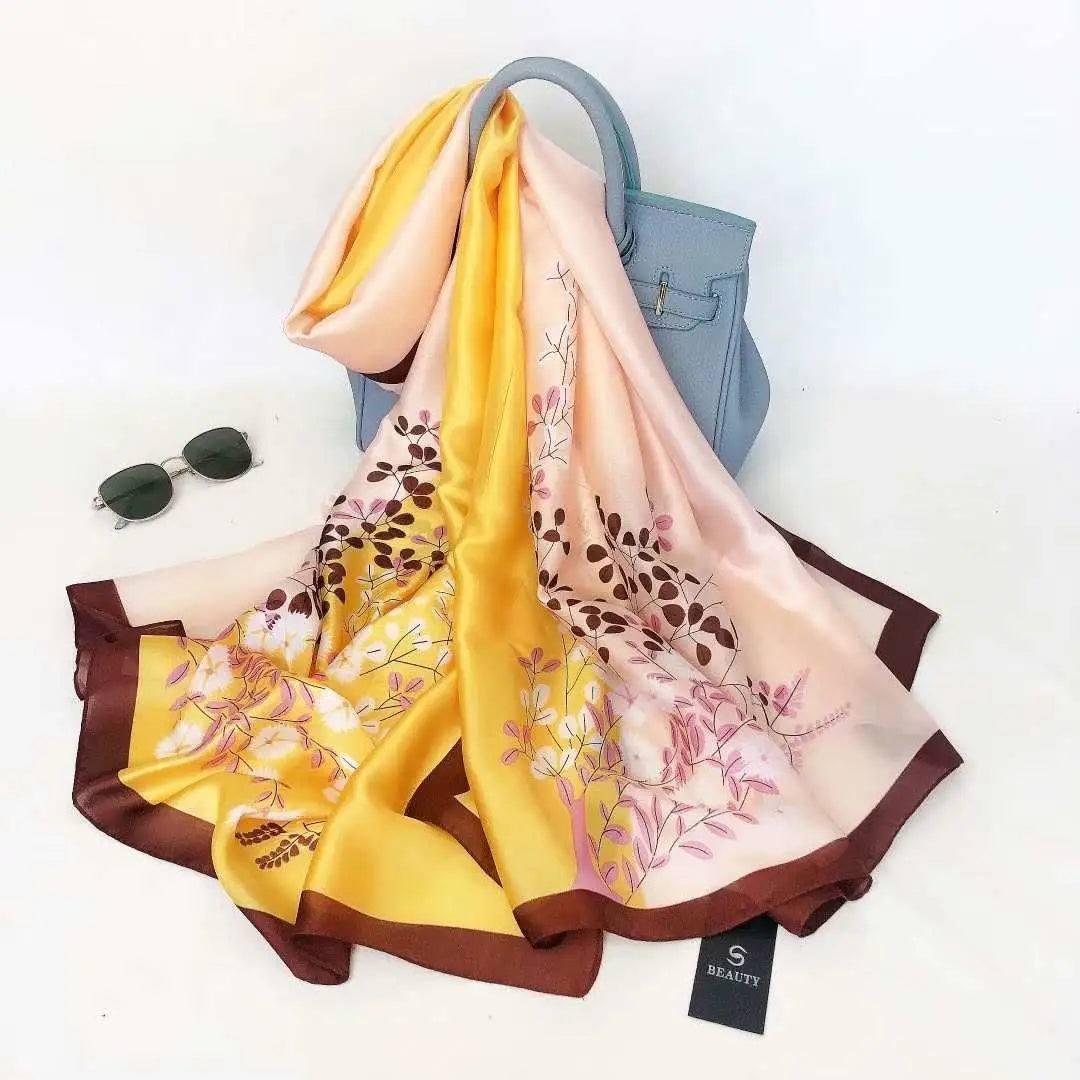 All-in-one Sunscreen Shawl Travel Silk Scarf Women's Beach-Color15-25