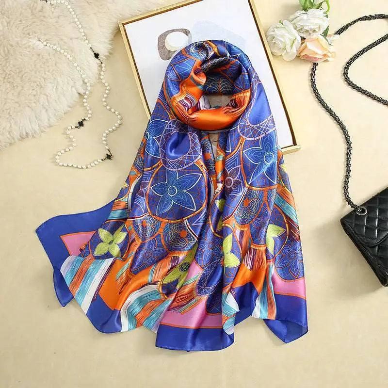 All-in-one Sunscreen Shawl Travel Silk Scarf Women's Beach-Color5-4