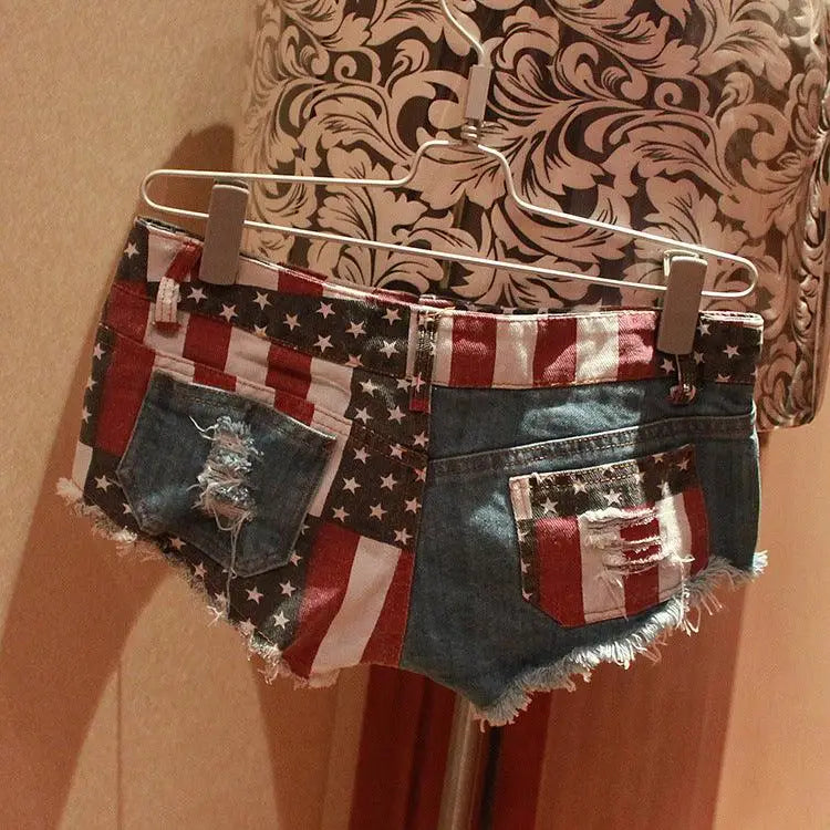 LOVEMI - American Flag Patterned Mini Pants