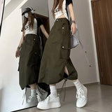 American Retro Suit Skirt Women-Army Green-3