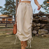 American-style Denim Casual Midi Skirt-1