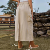 American-style Denim Casual Midi Skirt-10