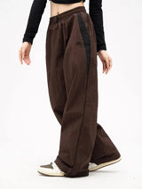 American Vintage Casual Wide Leg Pants Drop Black Sweatpants-5