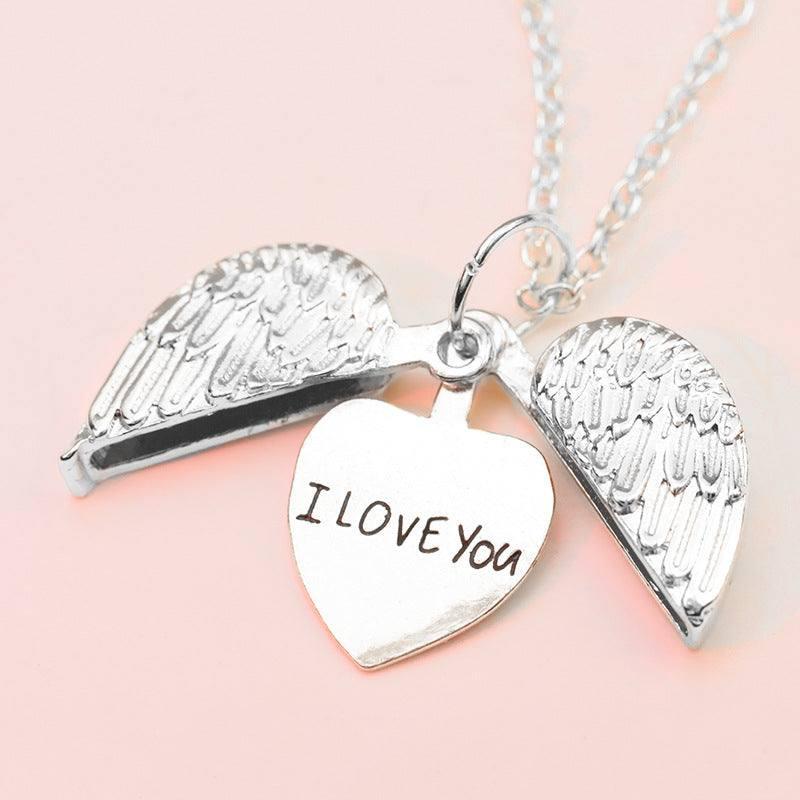 Angel Wing Heart Necklaces - Romantic Gifts for Her-Silver-7