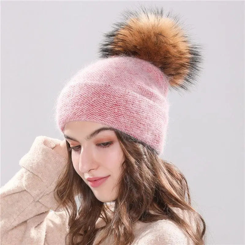 LOVEMI - Angola Rabbit Fur Bonnet Girl 's Hat Fall Female Cap