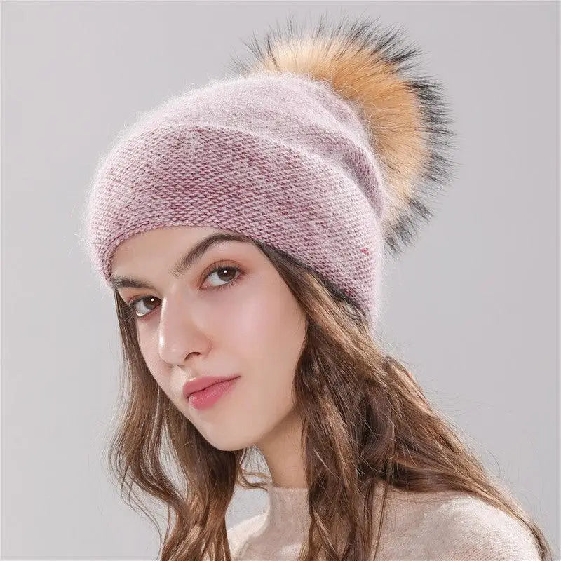 LOVEMI - Angola Rabbit Fur Bonnet Girl 's Hat Fall Female Cap