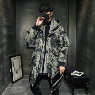 LOVEMI - Austin Letter Patches Long Style Padded Coat